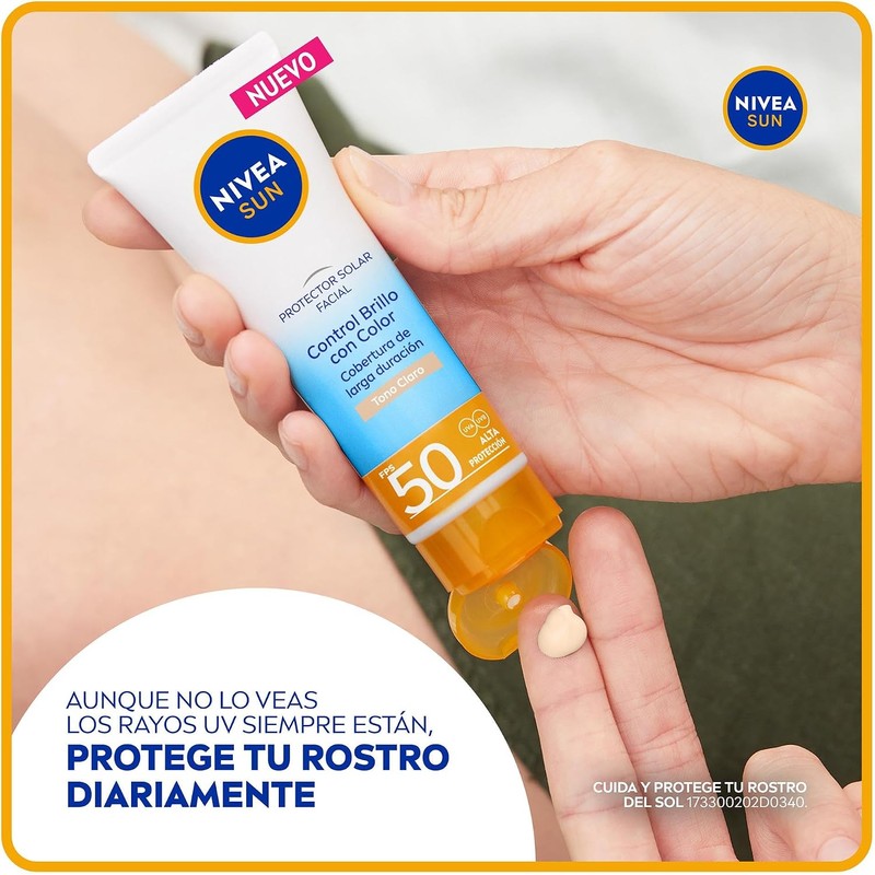 Protector Solar Facial NIVEA SUN Control Brillo Tono Claro, Cobertura