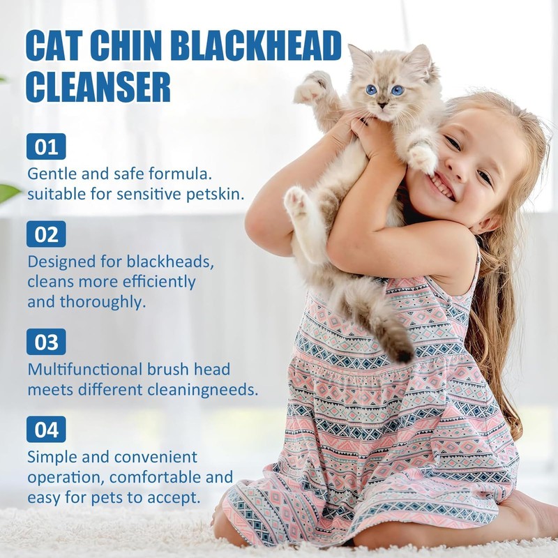 Cat Chin Care Set, Equipped with Cat Acne Brush, Nourishes