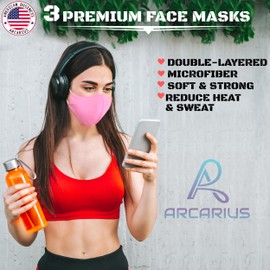 Arcarius Breathable Sports Face Mask – Lightweight Moisture Wicking Gym & Travel Essential – Adjustable Reusable Adaptive Fit (Pink, 1-Pack)