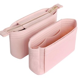 HyFanStr Tote Bag Organiser Insert, Felt Handbag Organiser Insert with 2 Piece Set, Tote Bag Insert Fit in Neonoe and other Bucket Bags for Women (Pink)