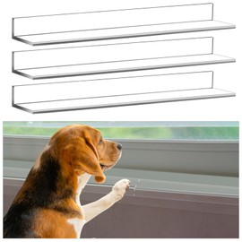Wenqik 3 Pcs Window Sill Protector(total length35.5'' x 3.25'' x 0.16'') - Transparent Windowsill Protector Against Dog Cat Scratching, Claw Chewing & Slobbering, Heavy Duty Window Sill Cover for Pets