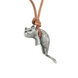 Catwo Cute Cat Necklace, Cat Pendant, Cat Necklace, Slouchy Cat Necklace, Silver S925, Hypoallergenic, Popular, Simple, Cute, Animal, Pendant, Friendship, Love, Birthday, Anniversary, Mother's Day,