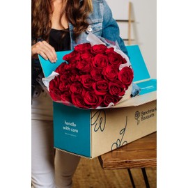 BENCHMARK BOUQUETS - 24 Stem Red Roses Bouquet, Prime Delivery, Free Vase, Farm Direct Fresh Flowers, Gift for Anniversary, Birthday, Congratulations, Get Well, Home Décor, Sympathy, Thank You.