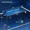HLDIRECT Gaming Desk with LED Light & Monitor Stand, Computer