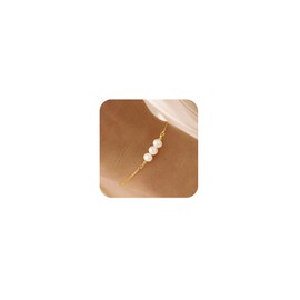 Fozira Gold Pearl Bracelets for Women, Dainty Natural Pearl Bracelets for Women Sliding Adjustable Box Chain Bracelets for Women Bridesmaid Wedding Gifts