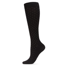 MeMoi Unisex Swiss Dot Cotton Blend 15-20mmHg Graduated Compression Socks Black 13-15