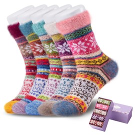ICEIVY 5 Pairs Fuzzy Cozy Socks for Womens Warm Wool Slipper Soft Bed Ladies Thermal Socks for Winter with Beautiful Gift Box