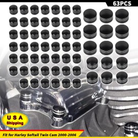 Unbranded Black Cut Engine Bolt Cap Cover Kit For Harley Fat Boy Softail Heritage Springer