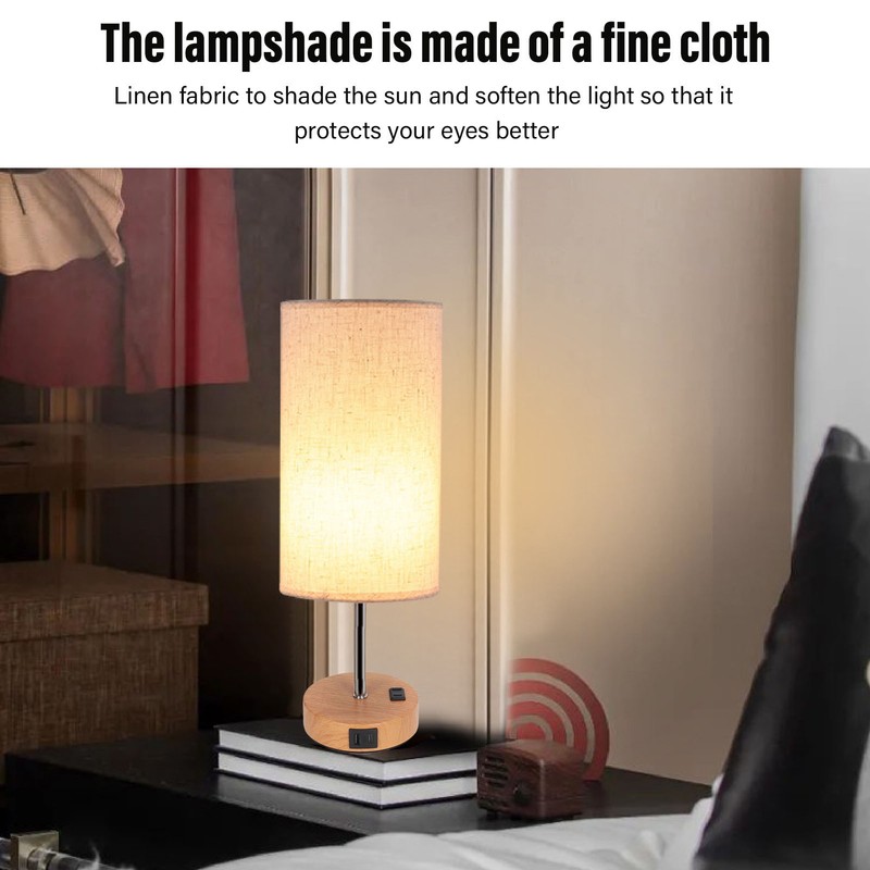Touch Control Table Lamp Metal and Cloth USB Charging Three