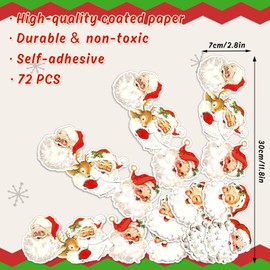 JarThenaAMCS 72Pcs Vintage Christmas Bulletin Board Borders Retro Santa Claus Self-Adhesive Border Trim Sticker Decals for Xmas Home Classroom Party Wall Decoration