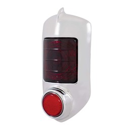 United Pacific Tail Light Assembly, Red Glass Lens with Chrome Bezel, Each, Compatible with Chevy 1951-1952 Full Size Passenger Cars