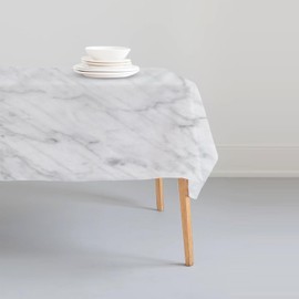 KKTECH PVC Waterproof Table Cloth - Wipe Clean Tablecloth for Indoor & Outdoor, Rectangular Table Cover - Ideal for Christmas Tablecloth for Picnic Parties (Marble, 137x180cm)