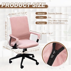 PATIKIL Office Chair Cover 45" Desk Chair Cover Elastic Universal Computer Seat Slipcover with Armrest Cover for Office Chair Home Desk Seat, Pink