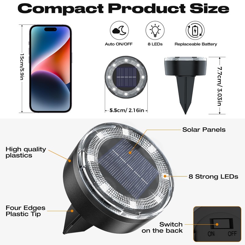vighep Mini Outdoor Solar Lights，4 Pqck Solar Garden Lights for