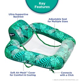 Aqua Zero Gravity Pool Chair Lounge, Inflatable Pool Chair, Adult Pool Float, Heavy Duty, Teal Fern, Blue Teal - Zero G Pool Chair (AZL17290TL)