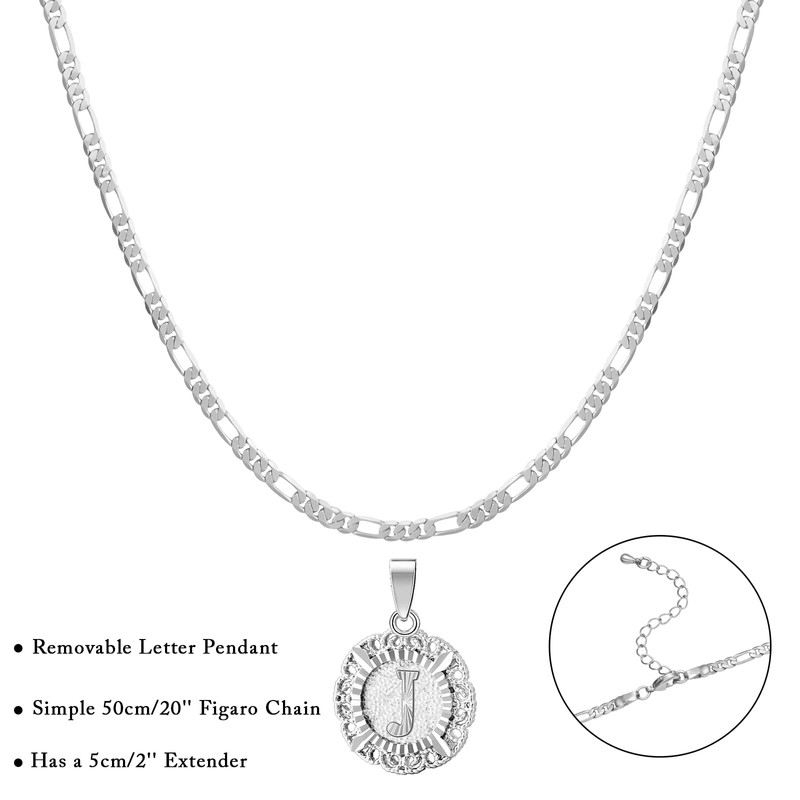 KissYan Initial Necklace for Women,14K Gold Plated Round Letter Pendant