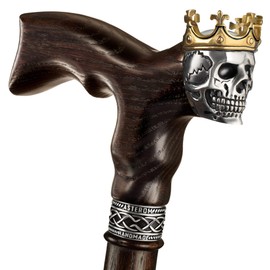 Asterom Handmade Wood Walking Cane for Men - Skull King - Cool Men's Wooden Canes Fashionable Walking Stick