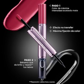 L'BEL - Forever Dual Labial Mate en Barra Color Rosa Mexicano 5 g, De Larga Duración, con Bálsamo Labial para Máxima Hidratación, de Color con Acabado
