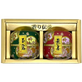 Gyokuro & Sencha Tea Bag Gift Set, 0.1 oz (4 g) x 10 Bags Per Can, Made in Japan