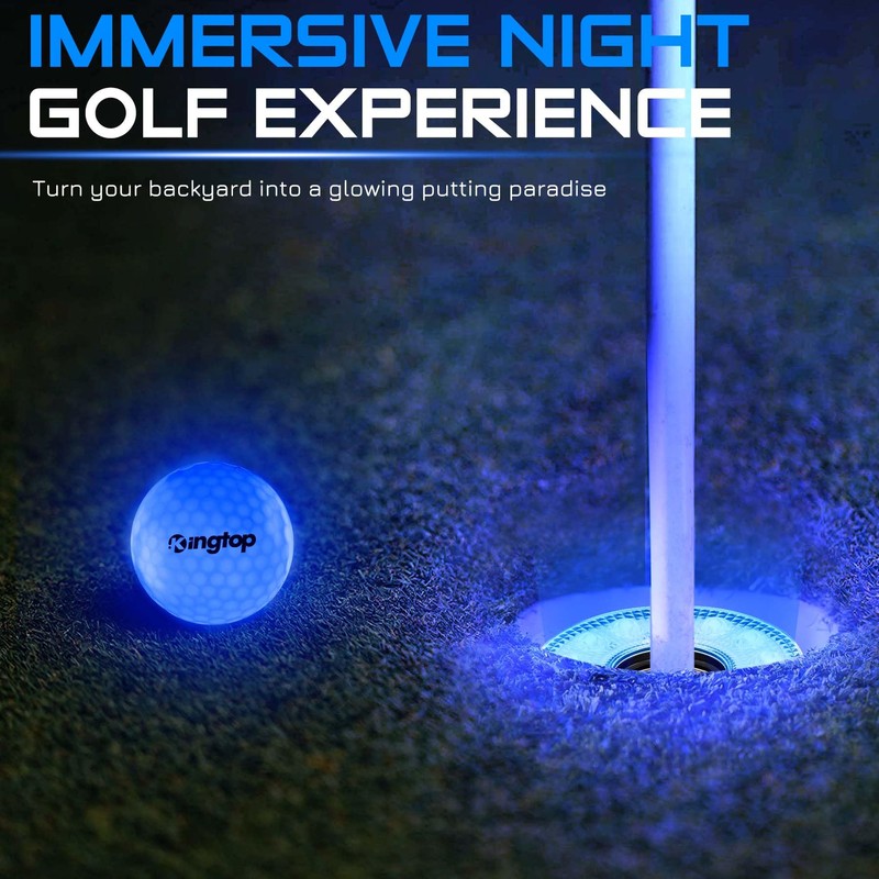 KINGTOP LED Golf Hole Lights (4-Pack) - Battery Operated, Anti-Glare