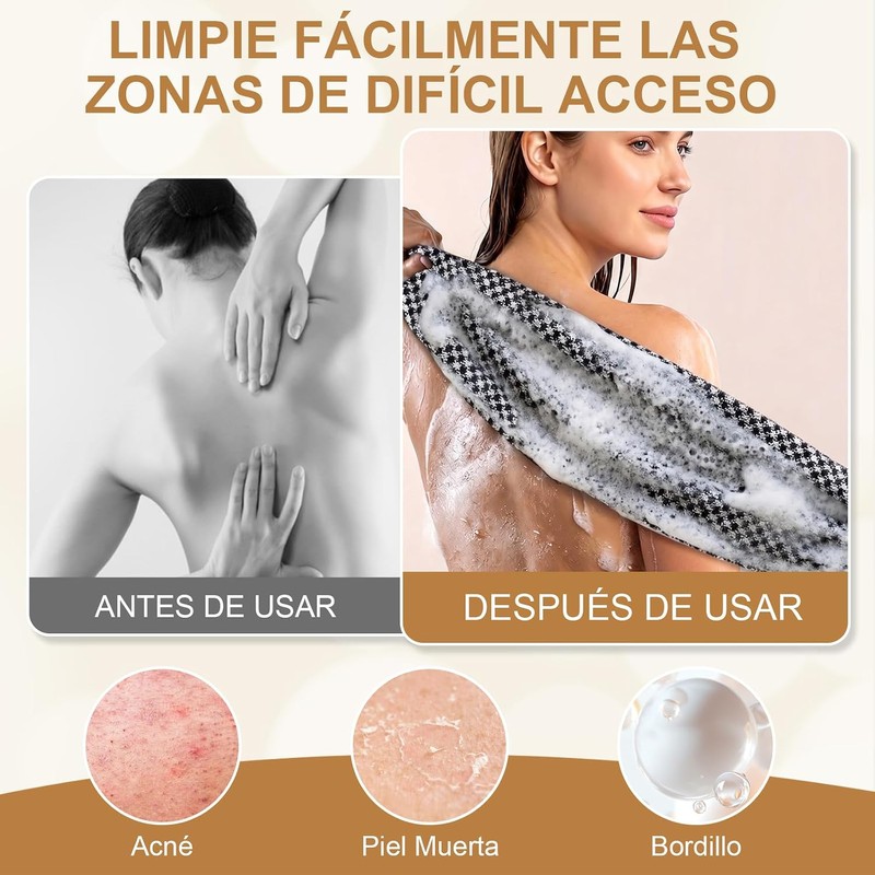 LEKOU 2PCS 9 x 40IN Toallas De Baño Exfoliantes