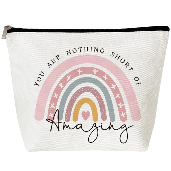 Inspirational Gifts for Women, Thank You Gifts, You Are Nothing Short of Amazing Rainbow Makeup Bag, Birthday Gifts for Women, Best Friend, BFF, Bestie, Sister, Boss, Wife, Teacher, NHS, Nurse, Her,