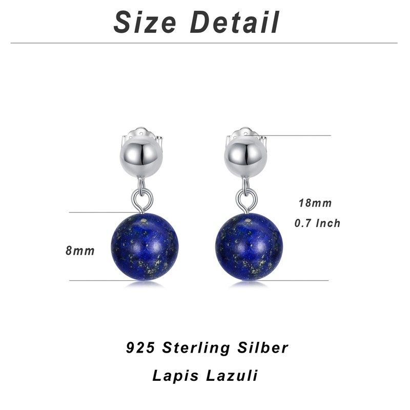 925 Sterling Silver 8 mm Beaded Round Ball Dangle Earrings