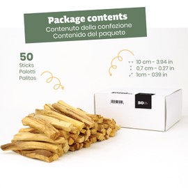 NIRDOSH - Palo Santo Incense Wood PALITO from Ecuador - 50 Wooden Sticks 10 cm - Palosanto Wood Original and Organic Palo Santo Incense Sticks Yoga and Meditation Bursera Graveolens