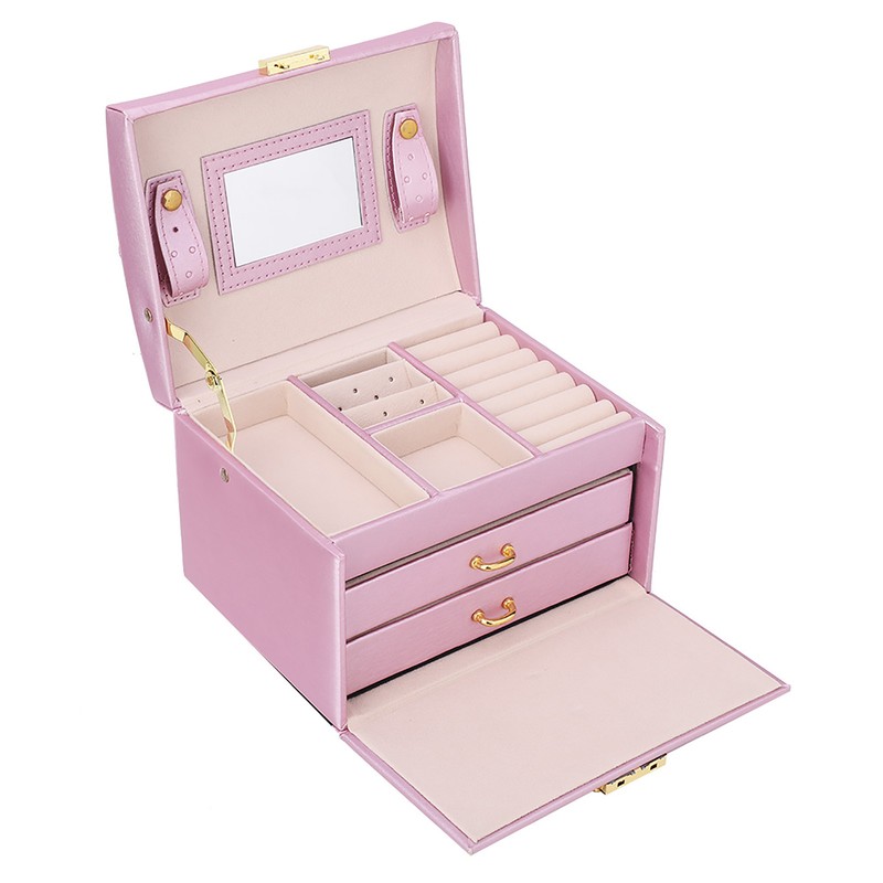 3 Tiers PU Leather Jewelry Storage Case Display Box Holder