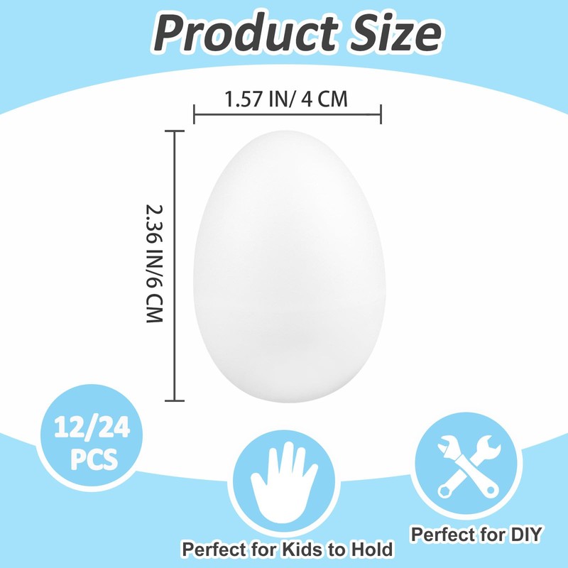 Morcheiong 24 Pcs White Plastic Egg Shakers Musical Instruments, Easter