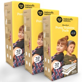 Naturally Nature Potty Training Pads for Toddlers, Size 2T-5T, 22-35lbs, Toddler Diaper Pads, One-Size, Perfect for Light Accidents, and Overnight Leak Protection (96 ct.), Unisex