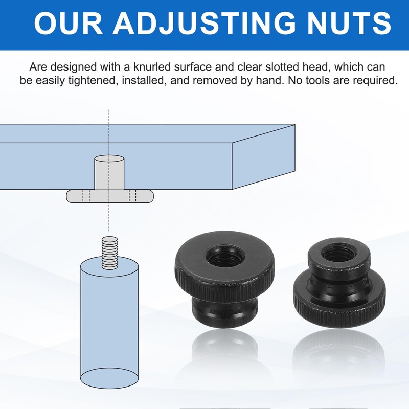 sourcing map 6Pcs Knurled Thumb Nuts, M8x16mm Carbon Steel Nut