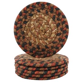 Homespice Gingerbread Jute Woven Rope Coasters 4", Warm Country Decor, Set of 6, Brown - Durable, Absorbs Moisture, Easy to Clean and Protects Furniture