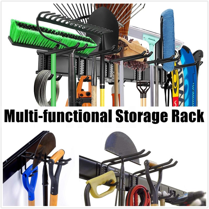 WALMANN Wall Mount Tool Organizer, Mop and Broom Holder, Garage