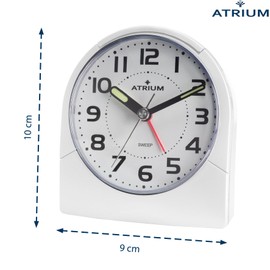 Atrium Klassischer Wecker Analog Quarz ohne Ticken mit Licht und Snooze Leuchtzeiger weiß A218-0