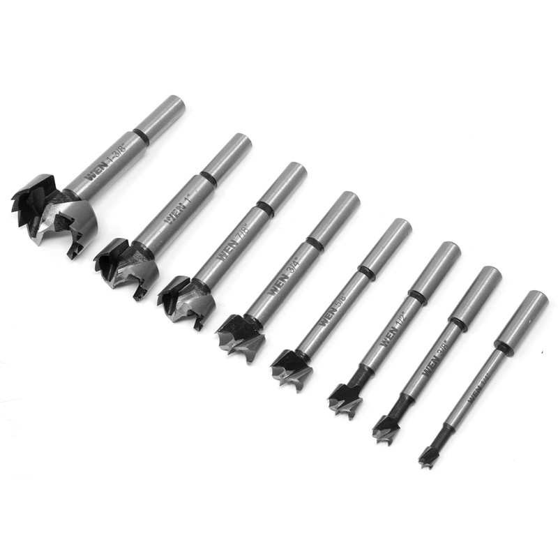 WEN FB3508 8-Piece Forstner Bit Set with Carrying Case