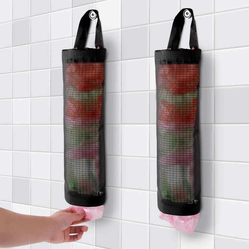 Hanging Folding Mesh Garbage Bag Organizer Trash Bags Holder Recycling