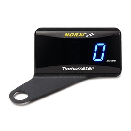 NORXI Universal Tachometer RPM Meter Motorcycle Car Gauge Waterproof Electronic (Blue with Left Bracket)
