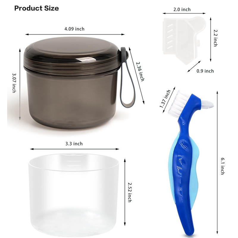 Mckkor Denture Bath Case Box, Leak Proof Denture Cups for
