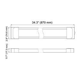 Raycharm RV Truck Boat Interior LED Under-Cabinet Light 34.3" x 2.9", 6000K Cool-White Even Diffused Beam, High Light-Output Low Ampere, 12V/24V DC, On/Off Rocker Switch, 1-Pack