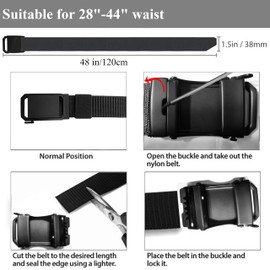 SIAELT men’s belt, Tactical Canvas Belt and Golf Nylon Casual Web belt for Outdoor Work Sports, Fit 28"-44" Waist (black, Waist 28"-44")
