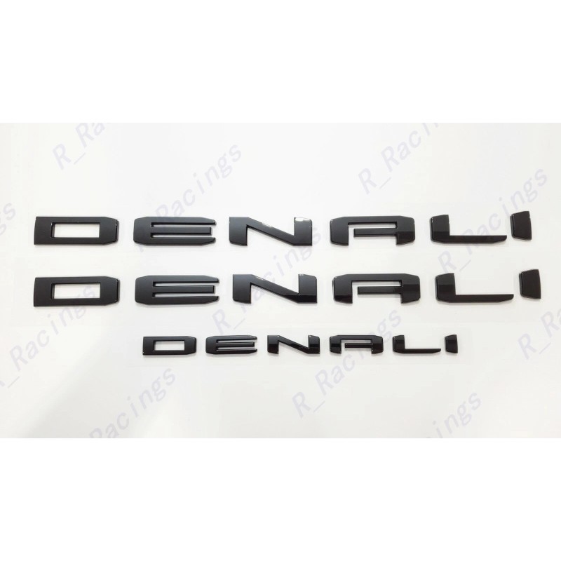 GMC 3pc Gloss Black Door Rear DENALI Emblems Letters 2021-2023