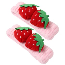 2PCS Cute Strawberry Headbands Washing Face Shower Hairbands Hair Band Hairhoop Elastic Spa Yoga Sports Headwraps Hair Accessories(Pink)