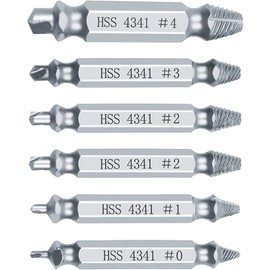 Yotsuba 6Pcs Damaged Screw Extractor Kit, Broken Bolt Remover Set, Removes Stripped Screws in 10 Sec, H.S.S 4341 Steel, 6 Count