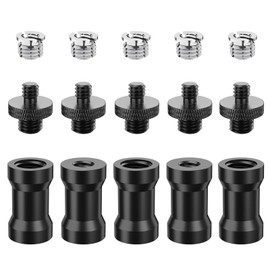 Rigych Camera Screw Adapter 1/4 to 3/8 Thread Adapter Inch Screw for Tripod Camera Screws, Camera Tripods, Monopod, Light Stand, Ball Head, Microphone Stand, Pack of 15