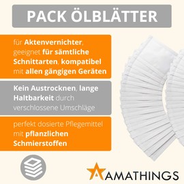 AMATHINGS Oil Paper for Shredder Suitable for DIN A4 Slot - Shredder Lubricant Sheets Available as 10 Pack - Oil Sheets for Shredders