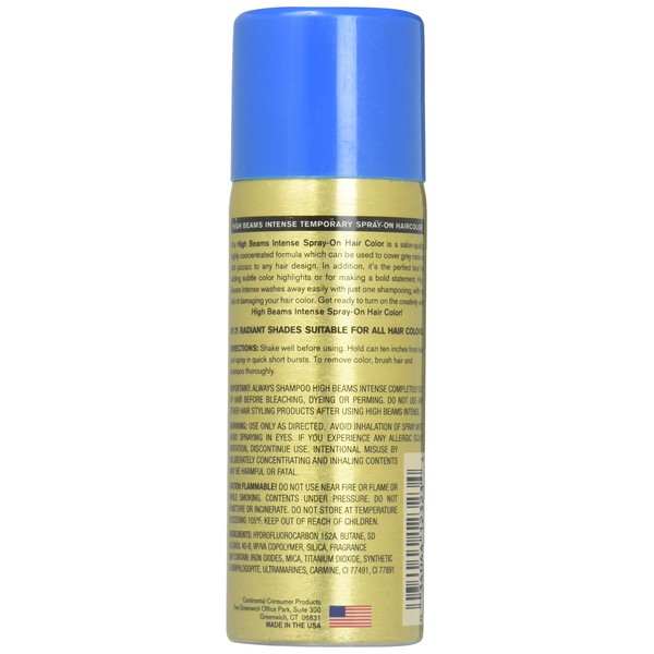 High Beams Intense Spray-On Hair Color –Headbanging Blue- 2.7 Oz - Add Temporary Color Highlight to Your Hair Instantly - Great for Streaking, Tipping or Frosting - Washes out Easily