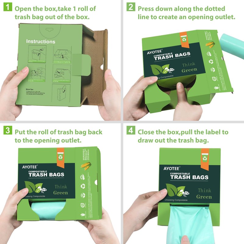 Biodegradable 8 Gallon Trash Bags, AYOTEE Garbage Bags 8 gallon,