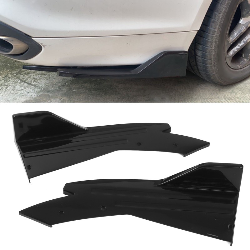 2PCS Car Rear Bumper Canard Lip Side Skirt Splitter Spoiler