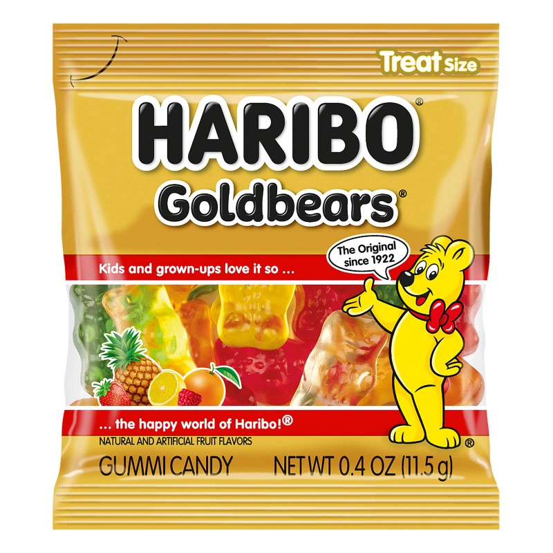 Haribo Goldbears Gummi Candy, Mini Bags, 0.4 Oz, 125-Count